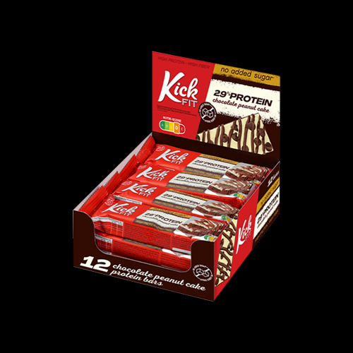 KICKFIT 29% Protein Bar Chocolate Peanut Cake Box