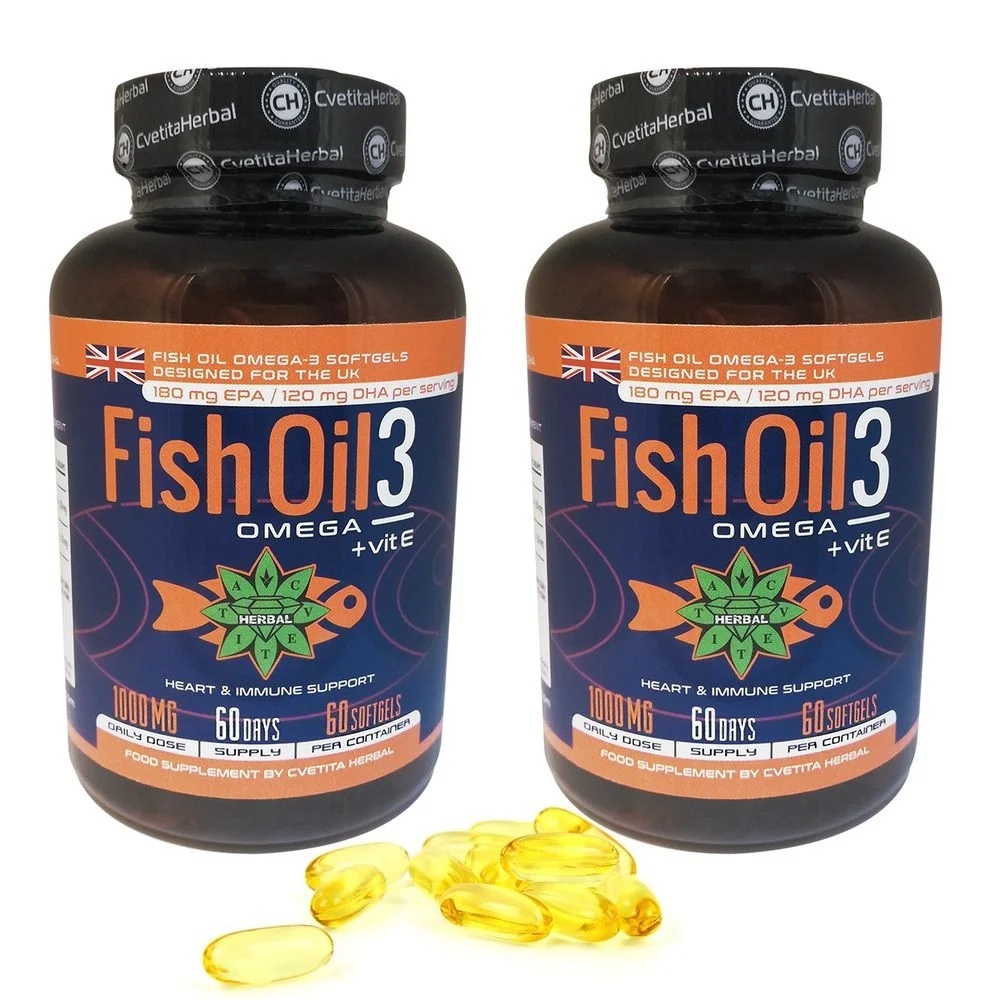 Cvetita Herbal 1+1 FREE Fish Oil 3: Omega 3 + Vitamin E - 90 softgel capsules + Tribulus 300 mg / 40 capsules