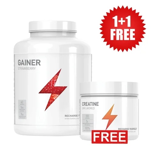 Battery Nutrition 1+1 FREE Gainer 4000g + Creatine Unflavored 500g