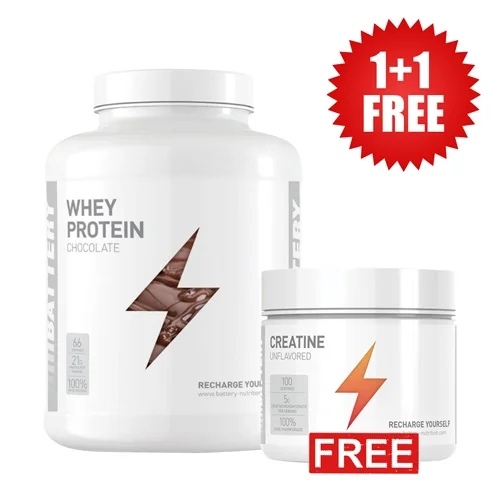 Battery Nutrition 1+1 FREE hey Protein 2000g + Creatine Unflavored 500g