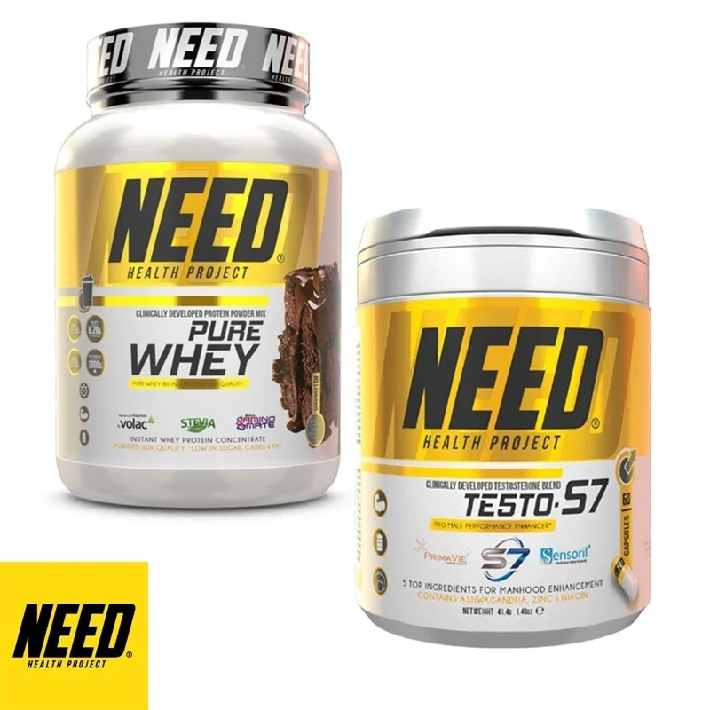 NEED Health Project 1+1 FREE NEED PURE WHEY 1000 g + NEED TE5TO S7 60 capsules