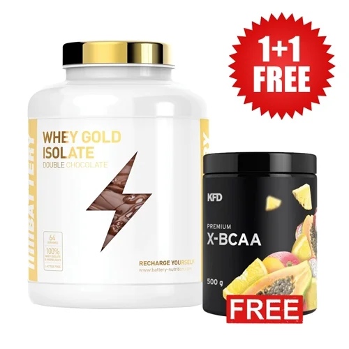 Promo 1+1 FREE Whey Gold Isolate 1600 g + Premium X-BCAA 500 g