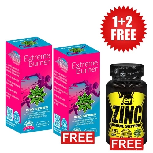 Cvetita Herbal 1+1 FREE Extreme Burner / 40 capsules + 10/ten Zinc - Zinc 30 capsules x 15 mg gift