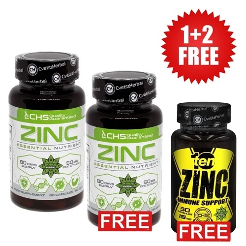 Cvetita Herbal 1+1 FREE Zinc / 80 capsules + 10/ten Zinc - Zinc 30 capsules x 15 mg