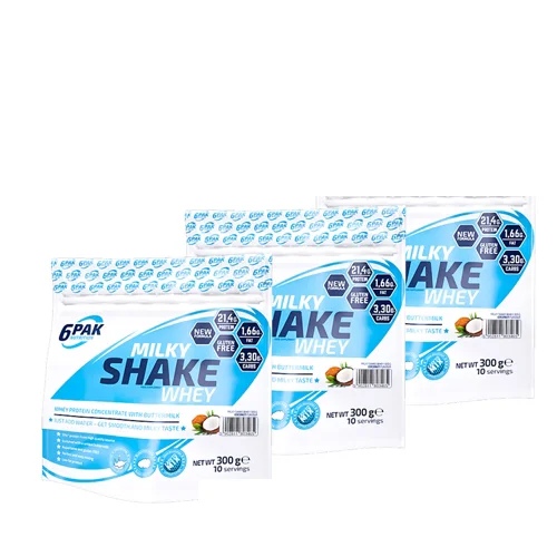 6 Pak Nutrition 2+1 FREE Milky Shake Whey 300 g