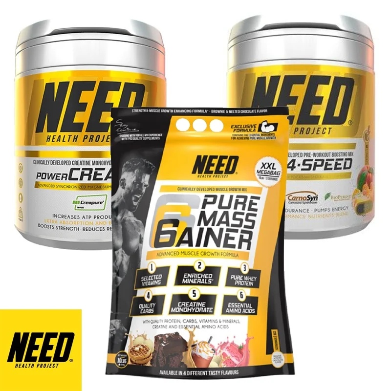 NEED Health Project 2+1 FREE NEED POWER CREATINE 500 g + NEED 4 SPEED 300 g + PURE MASS GAINER 4540 g