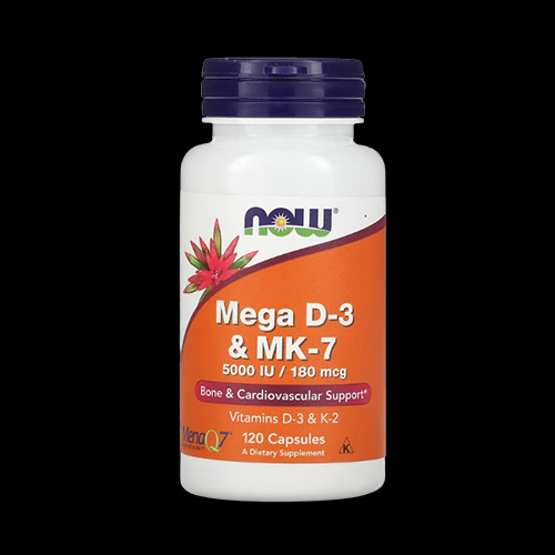 NOW Foods Mega Vitamin D3 5000 IU + MK7 K-2 180 mcg MenaQ7