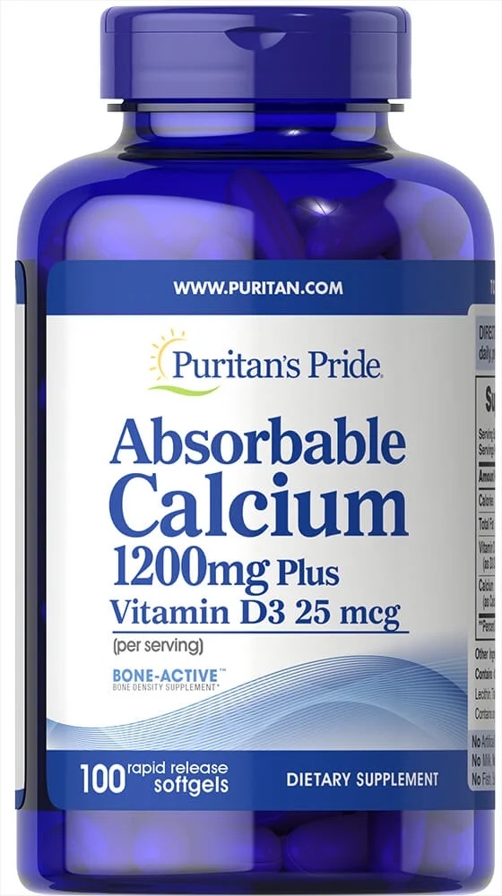 Puritan\s Pride Absorbable calcium plus vitamin D3 100 softgels