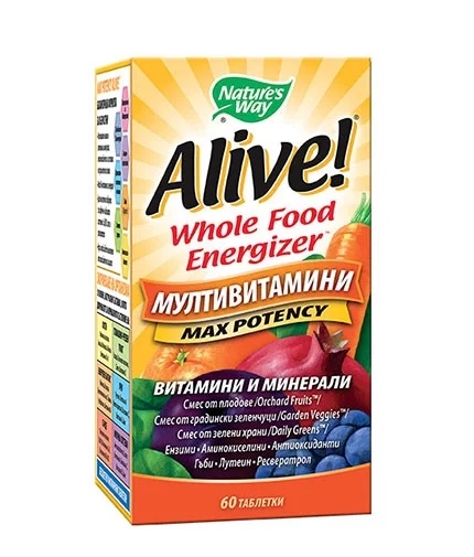 Natures Way Alive Whole Food Energizer Multi-Vitamins / 60 tablets