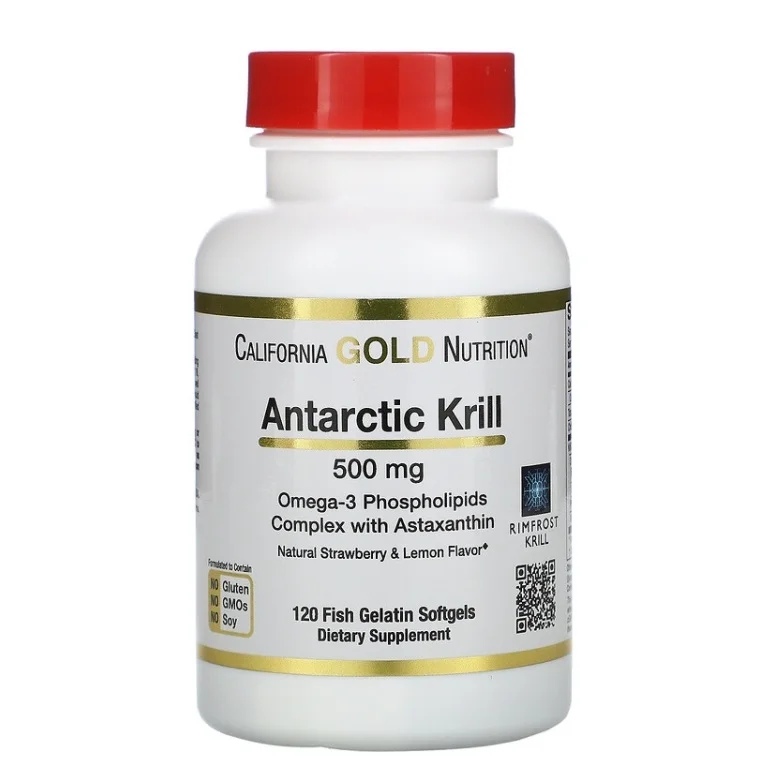 California Gold Nutrition Antarctic Krill Oil with Astaxanthin 500 mg / 120 Fish Gelatin Softgels