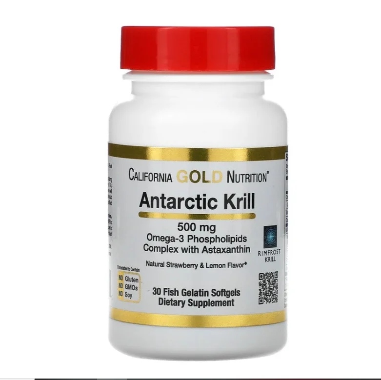 California Gold Nutrition Antarctic Krill Oil with Astaxanthin 500 mg / 30 Fish Gelatin Softgels