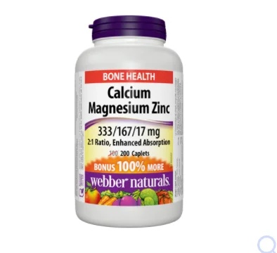 Webber Naturals CALCIUM MAGNESIUM ZINC 516 mg 200 tabs
