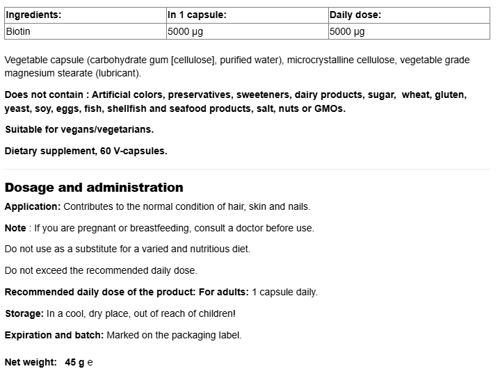 Natural Factors Biotin 5000 mcg-factsheets