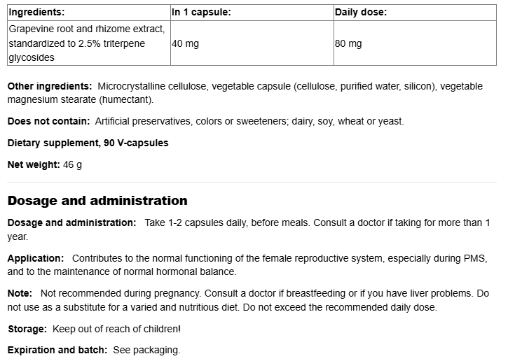 Natural Factors Black Cohosh 40 mg-factsheets