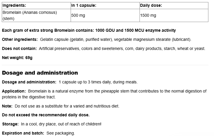 Natural Factors Bromelain 500 mg-factsheets