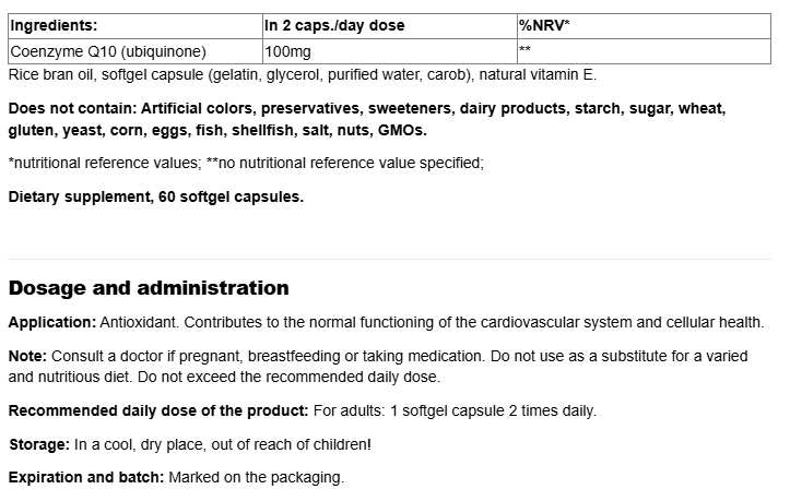 Natural Factors Coenzyme Q10 50 mg | All-Natural Form-factsheets