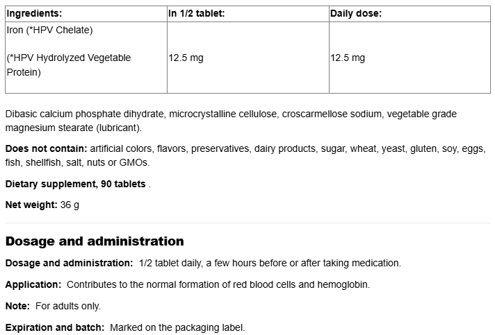 Natural Factors Iron Chelate 25 mg-factsheets
