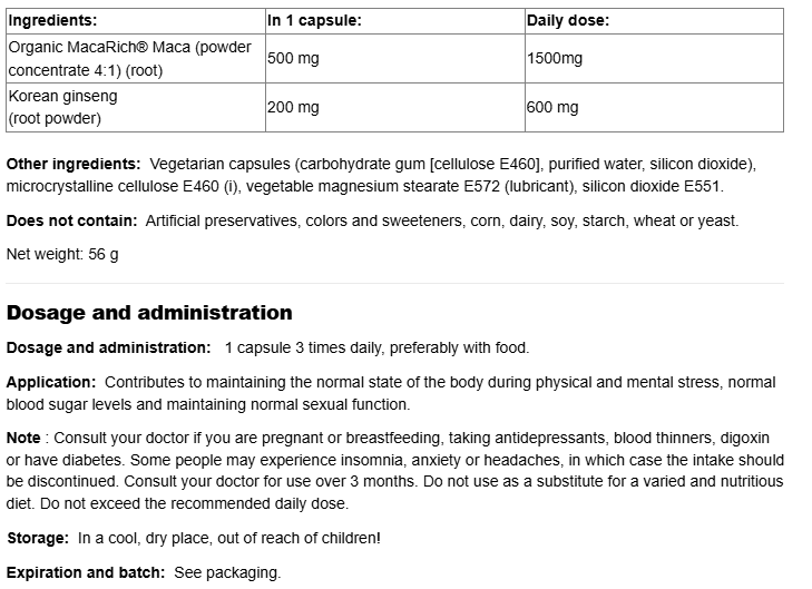 Natural Factors Super Strength Maca Concentrate 500 mg-factsheets