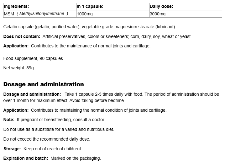 Natural Factors MSM 1000 mg-factsheets