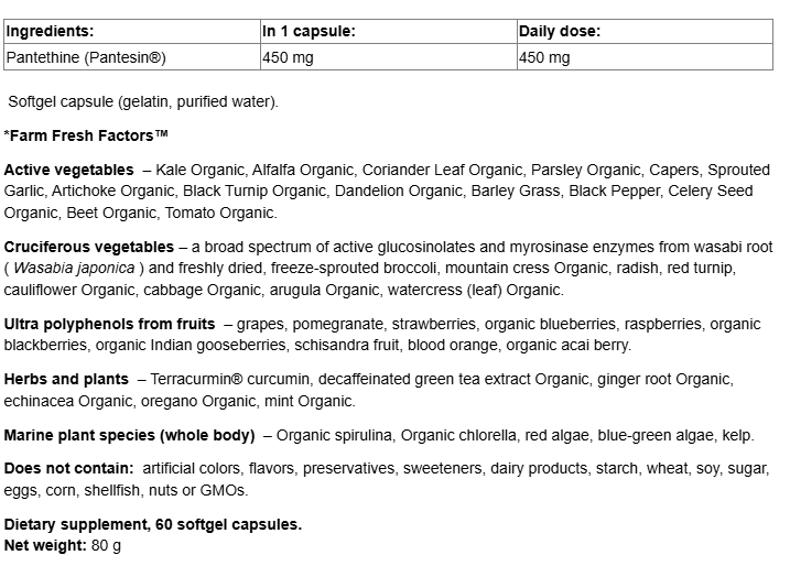 Natural Factors Pantethine BioCoenzymated™ 450 mg-factsheets