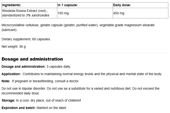 Natural Factors Rhodiola Rosea Root Extract 150 mg-factsheets