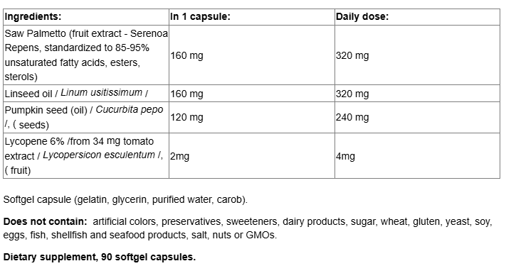 Natural Factors Saw Palmetto with Lycopene-factsheets