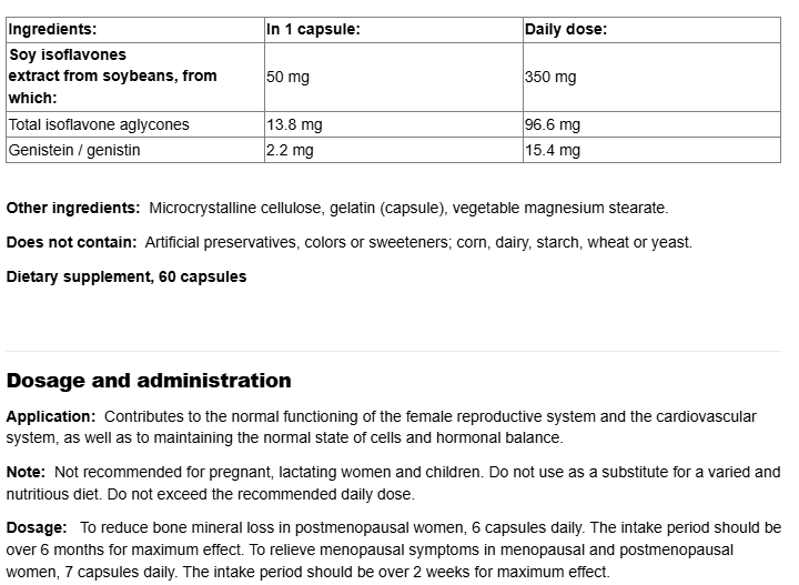 Natural Factors Soy Isoflavone Complex 50 mg-factsheets