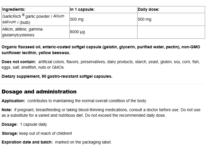Natural Factors GarlicRich® | Super Strenght Garlic Concentrate-factsheets