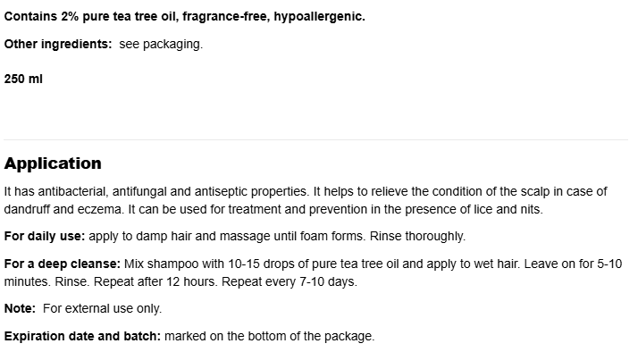 Natural Factors Tea Tree Oil Shampoo-factsheets