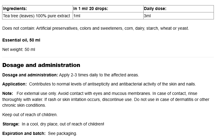 Natural Factors Liquid Tea Tree Oil-factsheets