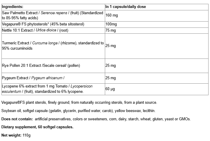 Natural Factors Ultimate Prostate Support-factsheets