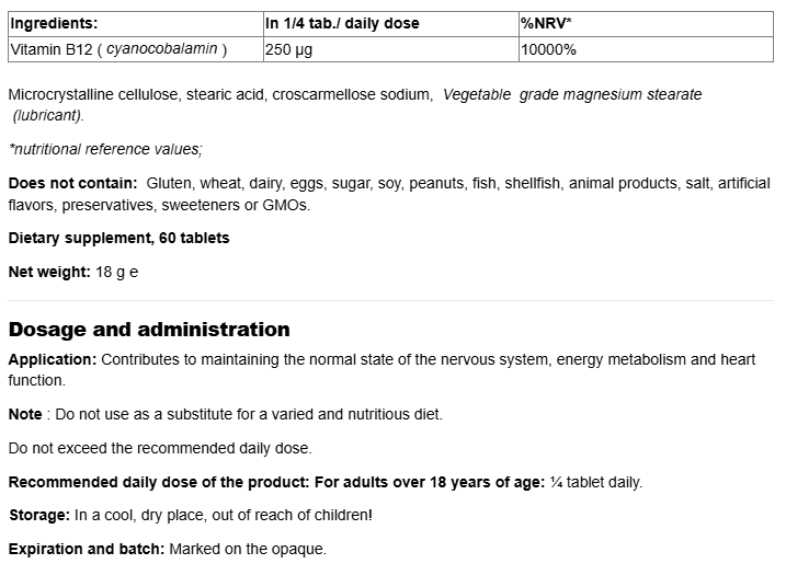 Natural Factors Vitamin B12 1000 mcg-factsheets