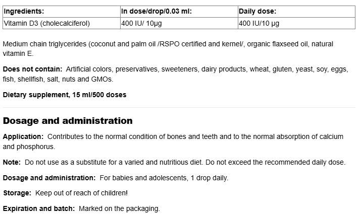 Natural Factors BigFriends Liquid Vitamin D3 for Kids 400 IU-factsheets