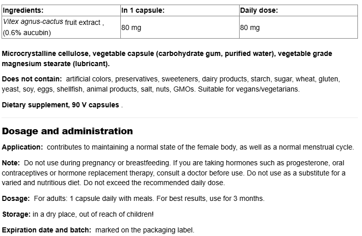 Natural Factors WomenSense® Vitex-factsheets
