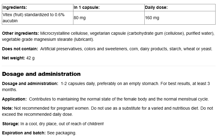 Natural Factors Vitex 80 mg-factsheets
