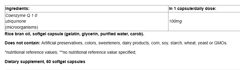 Natural Factors Coenzyme Q10 100 mg | All-Natural Form-factsheets
