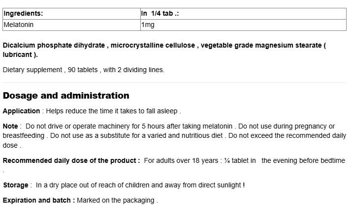 Natural Factors Melatonin 4 mg-factsheets