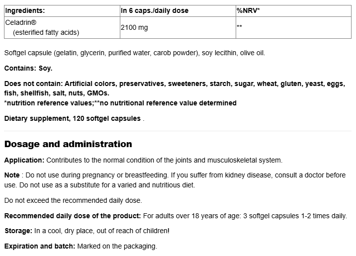 Natural Factors Celadrin Pain Relief-factsheets