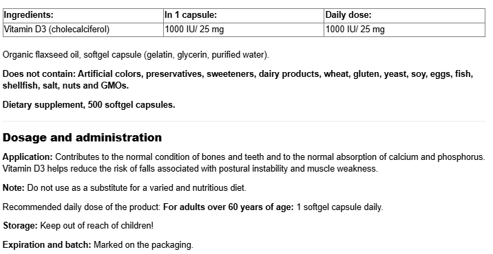 Natural Factors SunVitamin D3 1000 IU-factsheets