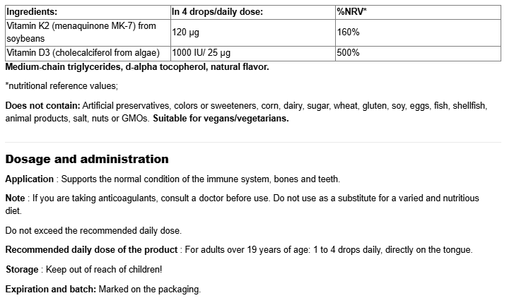 Natural Factors Whole Earth and Sea® Vitamin D3 250 IU + K2 30 mcg-factsheets
