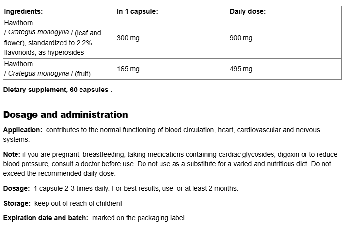 Natural Factors Hawthorn Extract 465 mg-factsheets