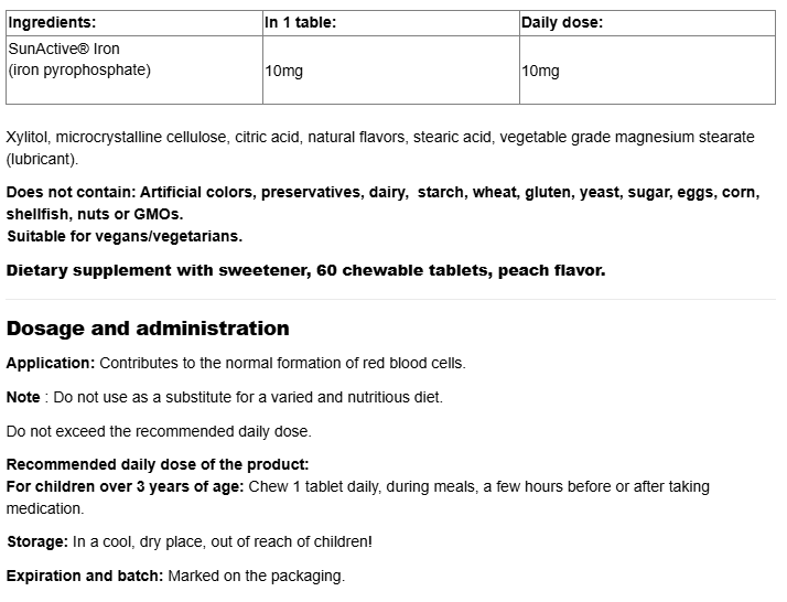 Natural Factors BigFriends Iron for Children 10mg for Kids-factsheets