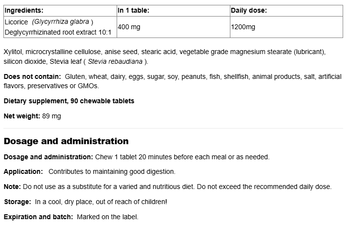 Natural Factors DGL - Deglycyrrhizinated licorice-factsheets