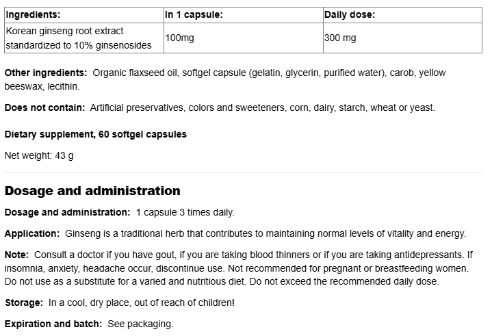 Natural Factors Panax GInseng (Korean Ginseng)-factsheets