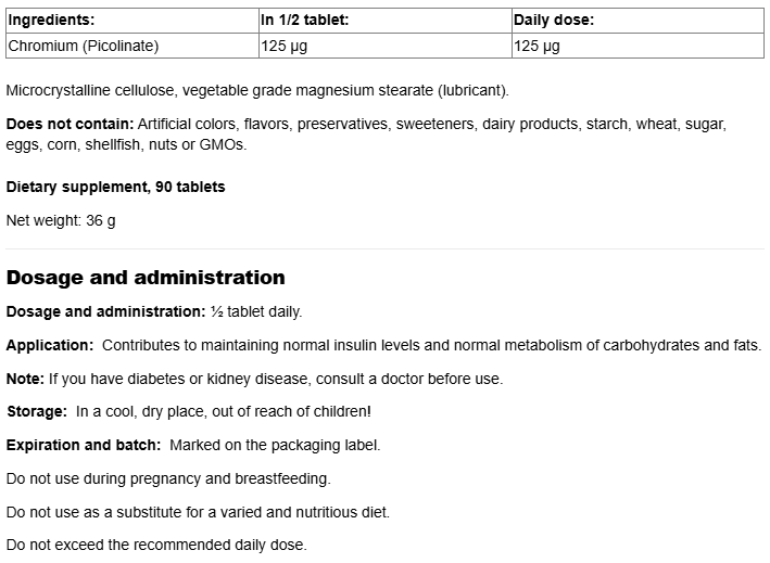 Natural Factors Chromium Picolinate 250 mcg-factsheets