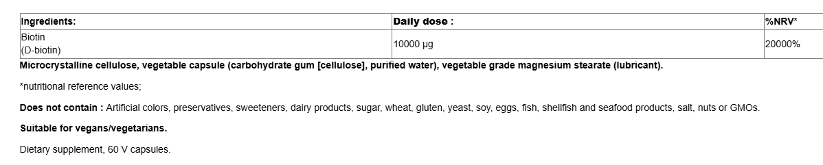 Natural Factors Biotin 10.000 Extra Strength-factsheets
