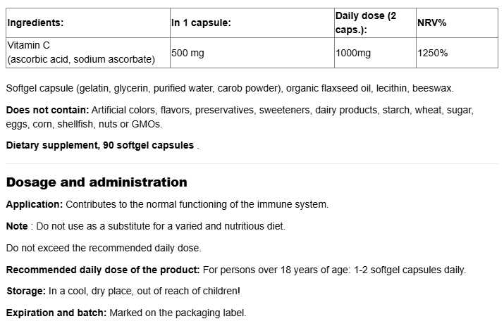 Natural Factors Liposomal High Absorption Vitamin C 1000mg-factsheets
