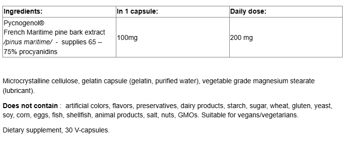 Natural Factors Pycnogenol 100mg-factsheets