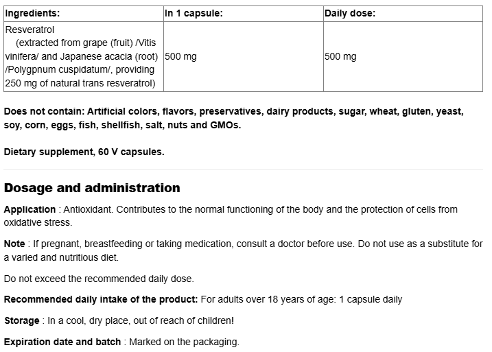 Natural Factors RegenerLife Resveratrol 500mg-factsheets