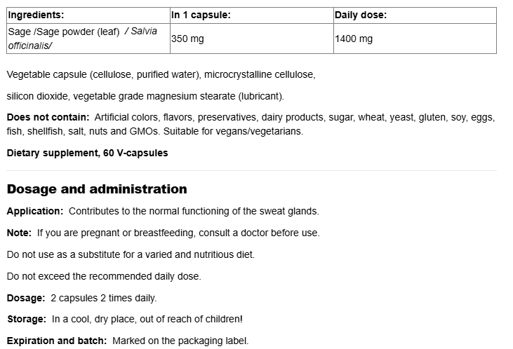 Natural Factors WomenSense Sage Leaf-factsheets